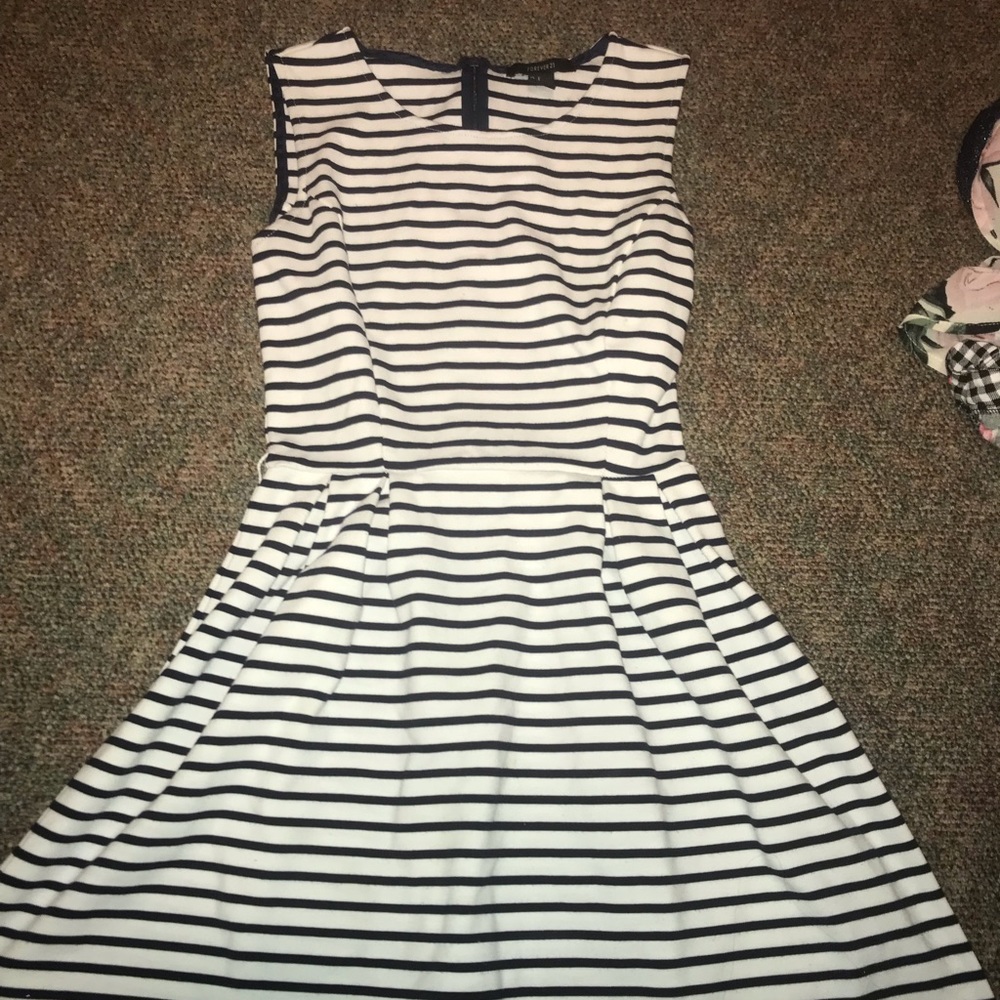 Navy and white striped dress